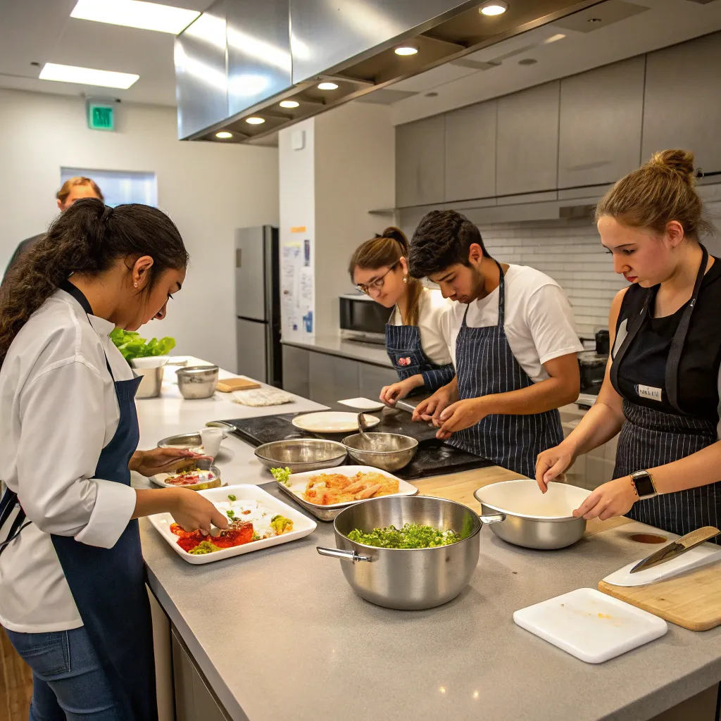 Cooking class in action