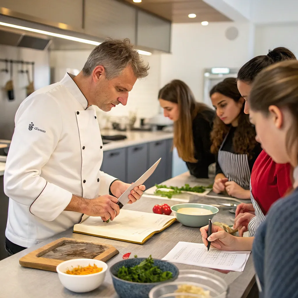 chef teaching a cooking class